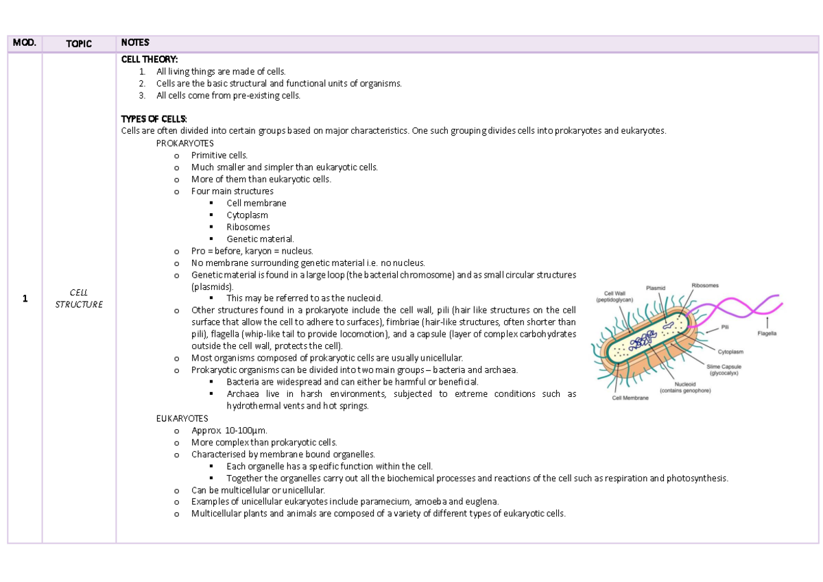 Biology 101: Comprehensive Study Notes on Cell Structure & Function ...