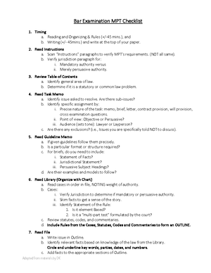 MPT Chart - material for the multi-state practice test - LAW 861A ...