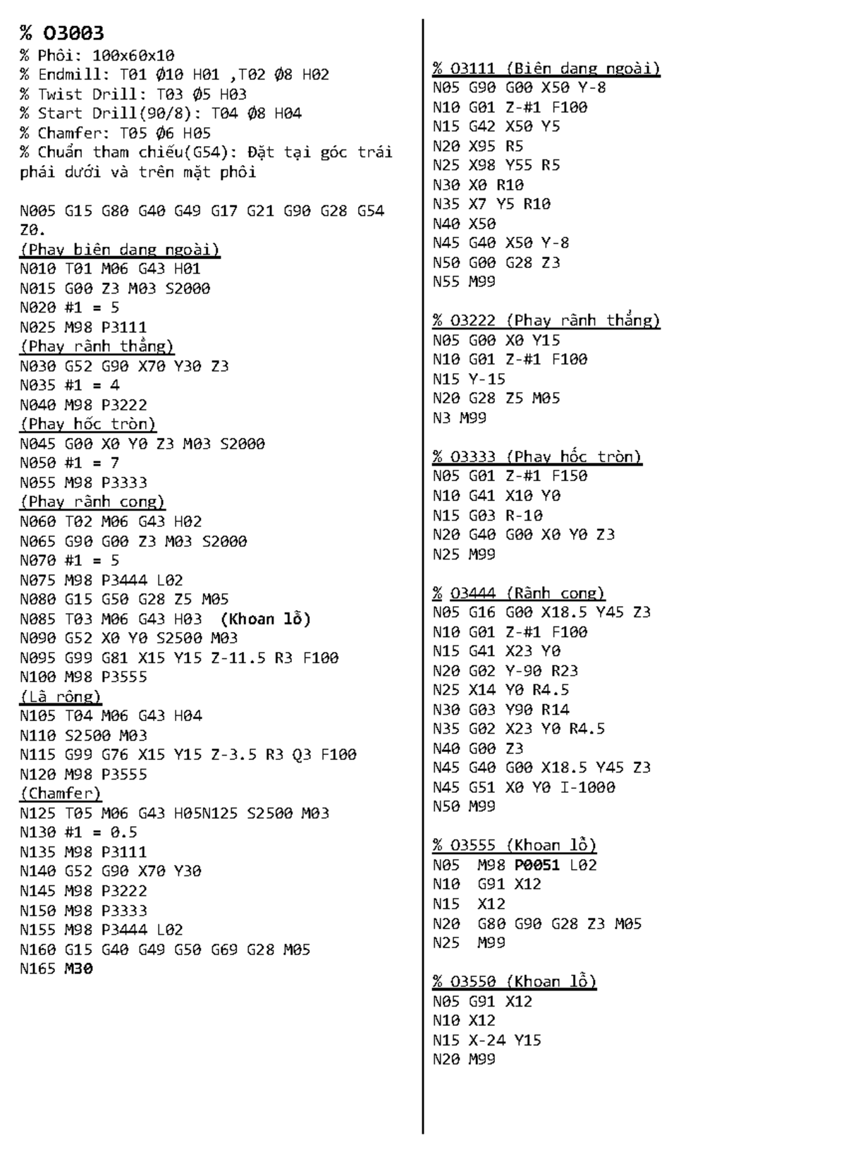 O3003 Final Exam CNC Programming: Phôi 3 and Machining Operations - Studocu