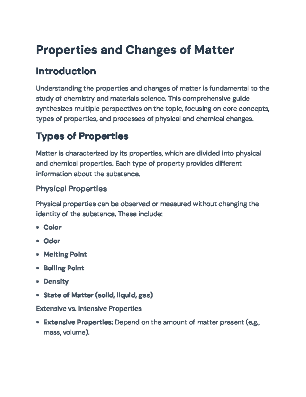 Properties and Changes of Matter in Chemistry: A Comprehensive Guide ...
