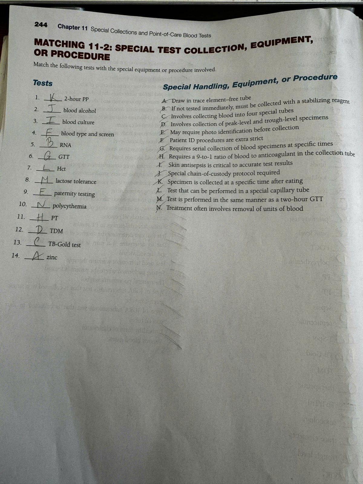 Matching 11-2: Special Collections and Blood Tests Procedures Guide ...