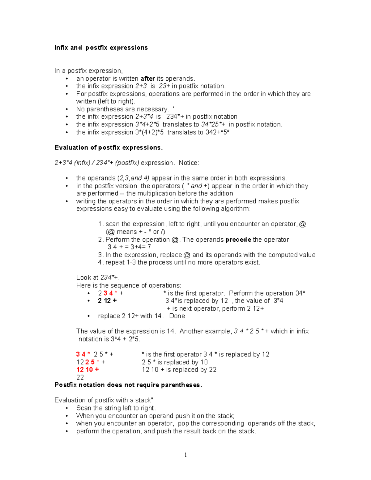 CS101: Solved Questions on Infix and Postfix Expressions - Studocu