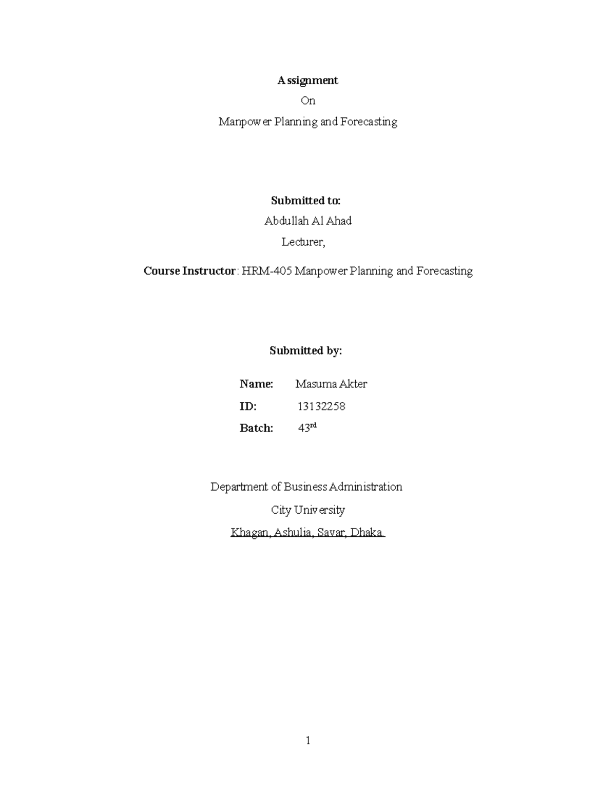 HRM-405 Assignment on COVID-19 Challenges in Manpower Planning - Studocu