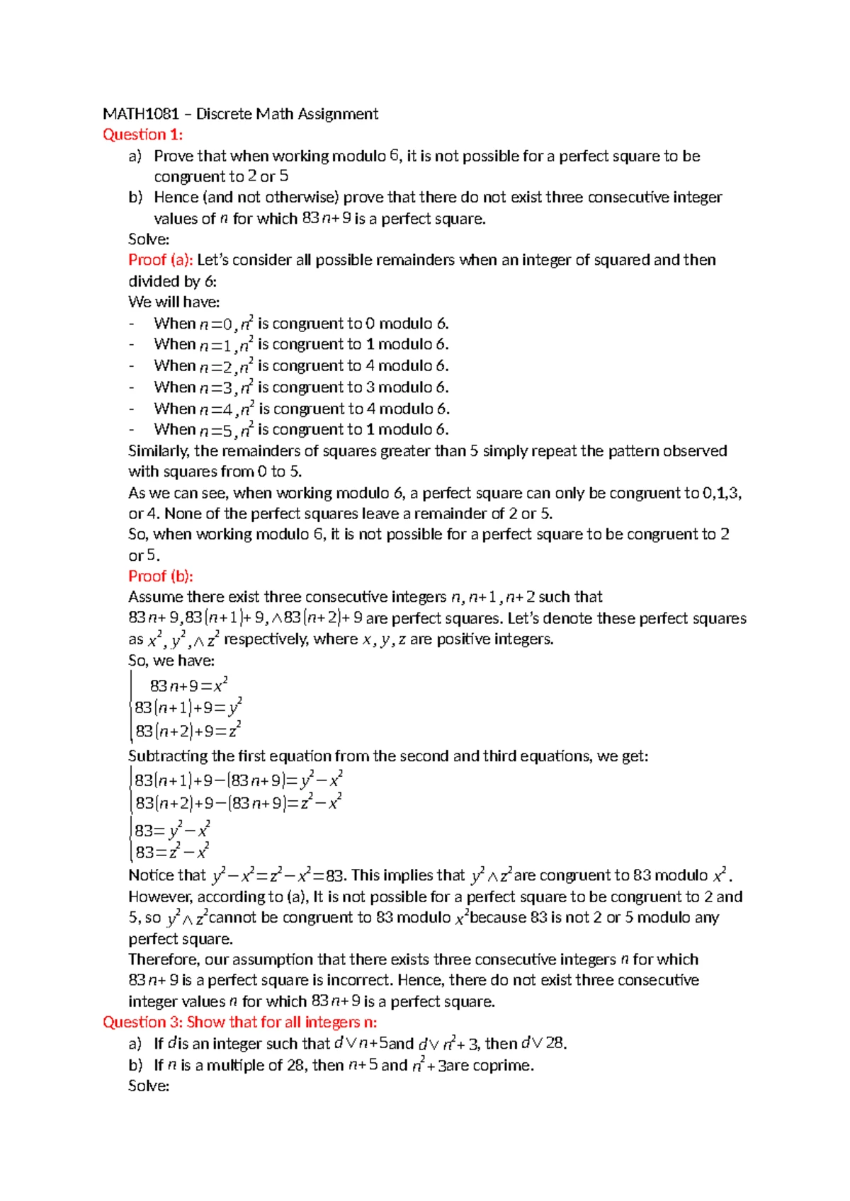Draft-Submission for Assignments - MATH1081 – Discrete Math Assignment ...