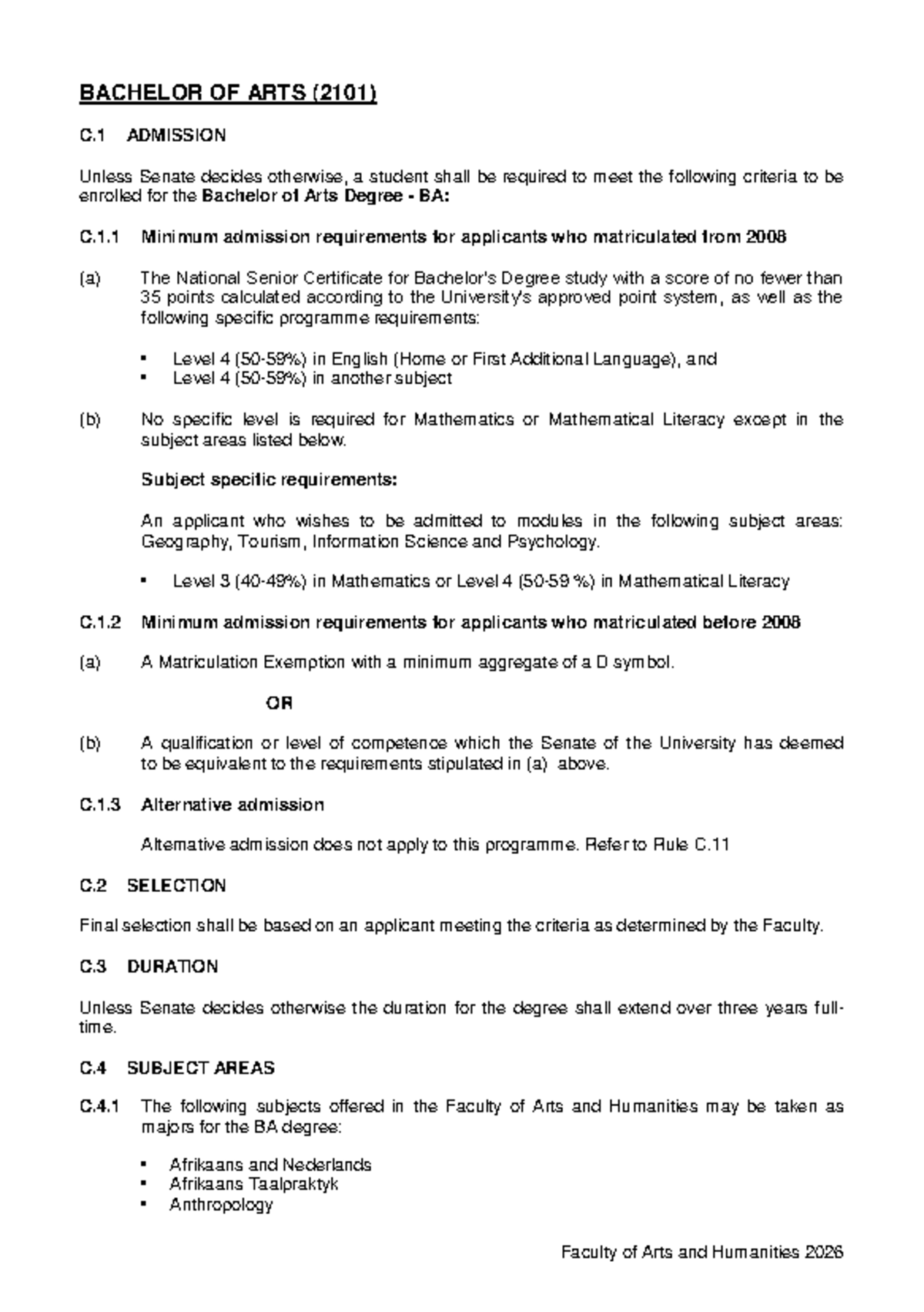 BA (2101) Admission Requirements and Program Overview - Studocu