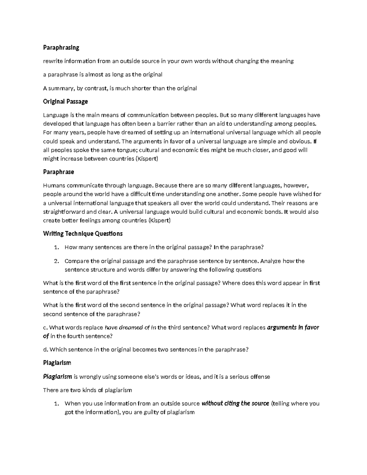 Paraphrasing Techniques and Guidelines for Academic Writing - Studocu