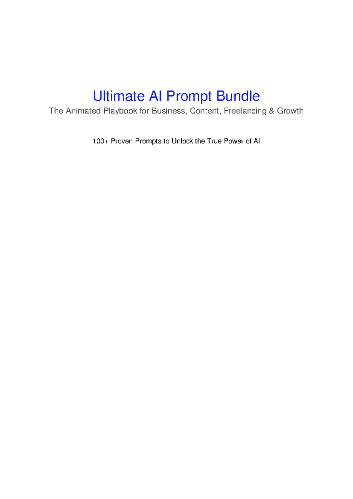 Ultimate AI Prompt Bundle: The Playbook for Business Growth - Studocu