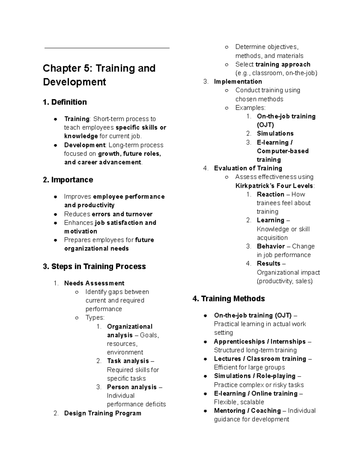 Chapter 5: Training and Development in I-O Psychology - Studocu
