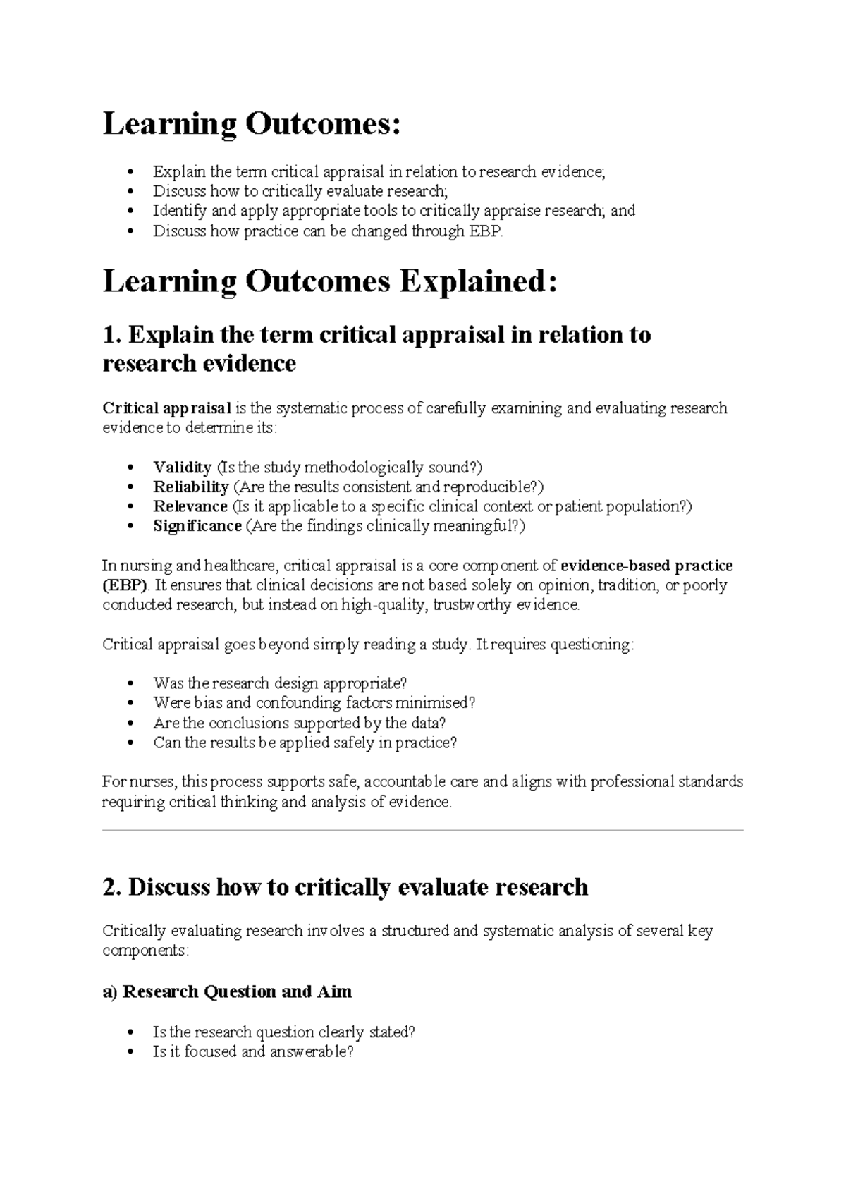Evidence-Based Practice (EBP) in Nursing: Week 4 Summary - Studocu