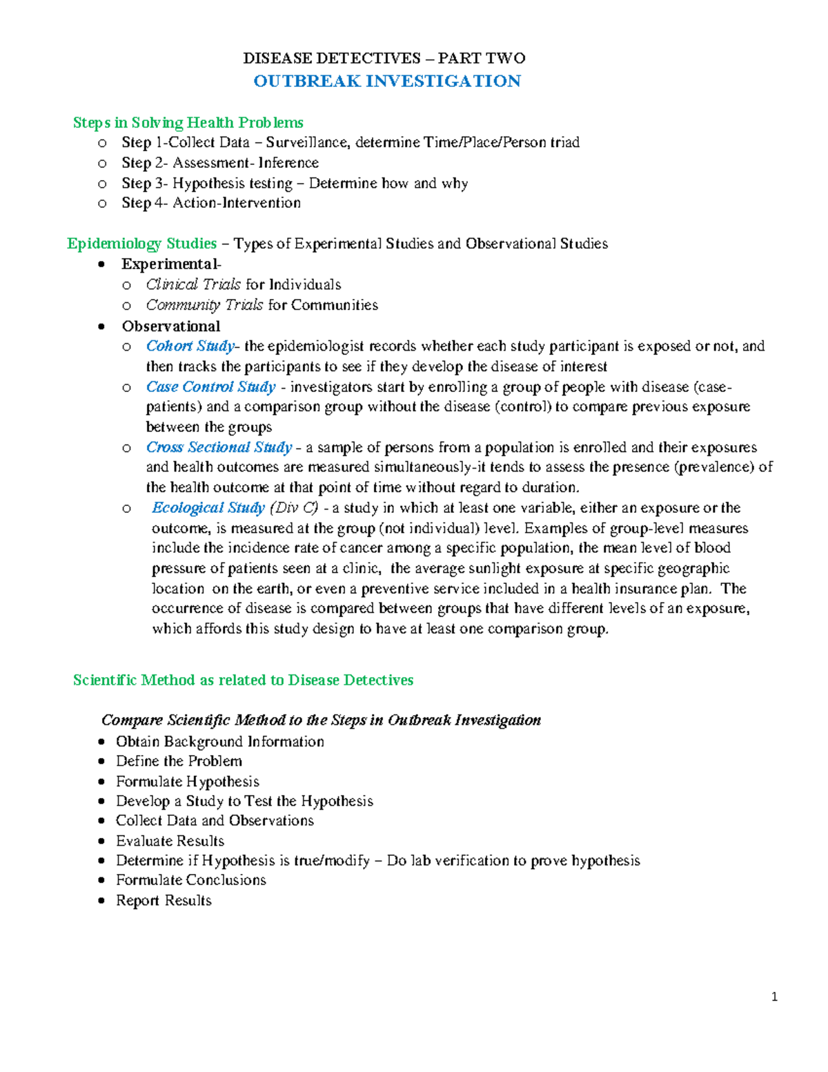 Disease Detectives: Outbreak Investigation Steps and Methods - Part 2 ...