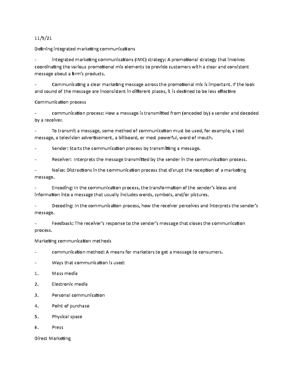 Marketing Lecture Notes: Integrated Communications & Strategies - Studocu