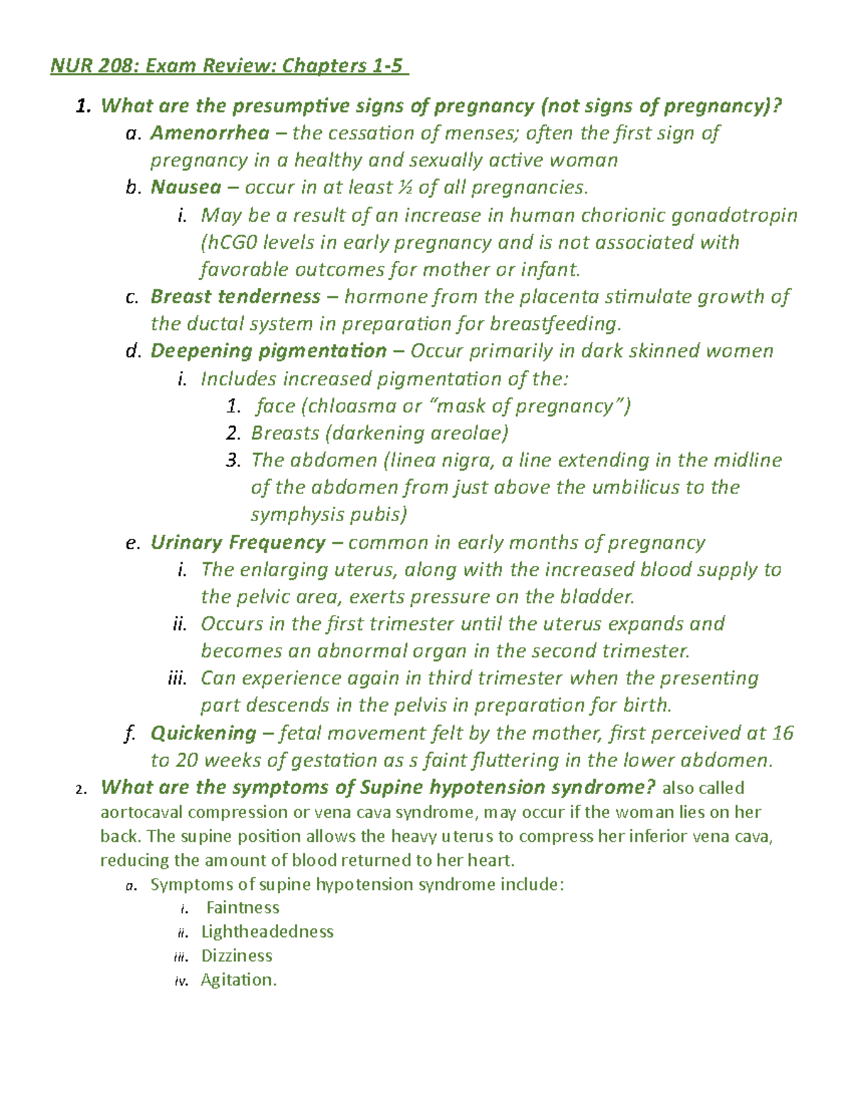 NUR 208 Exam Review: Key Concepts from Chapters 1-5 - Studocu