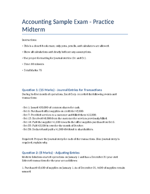 Acctg 211 Sample Midterm: Financial Statements & Journal Entries - Studocu
