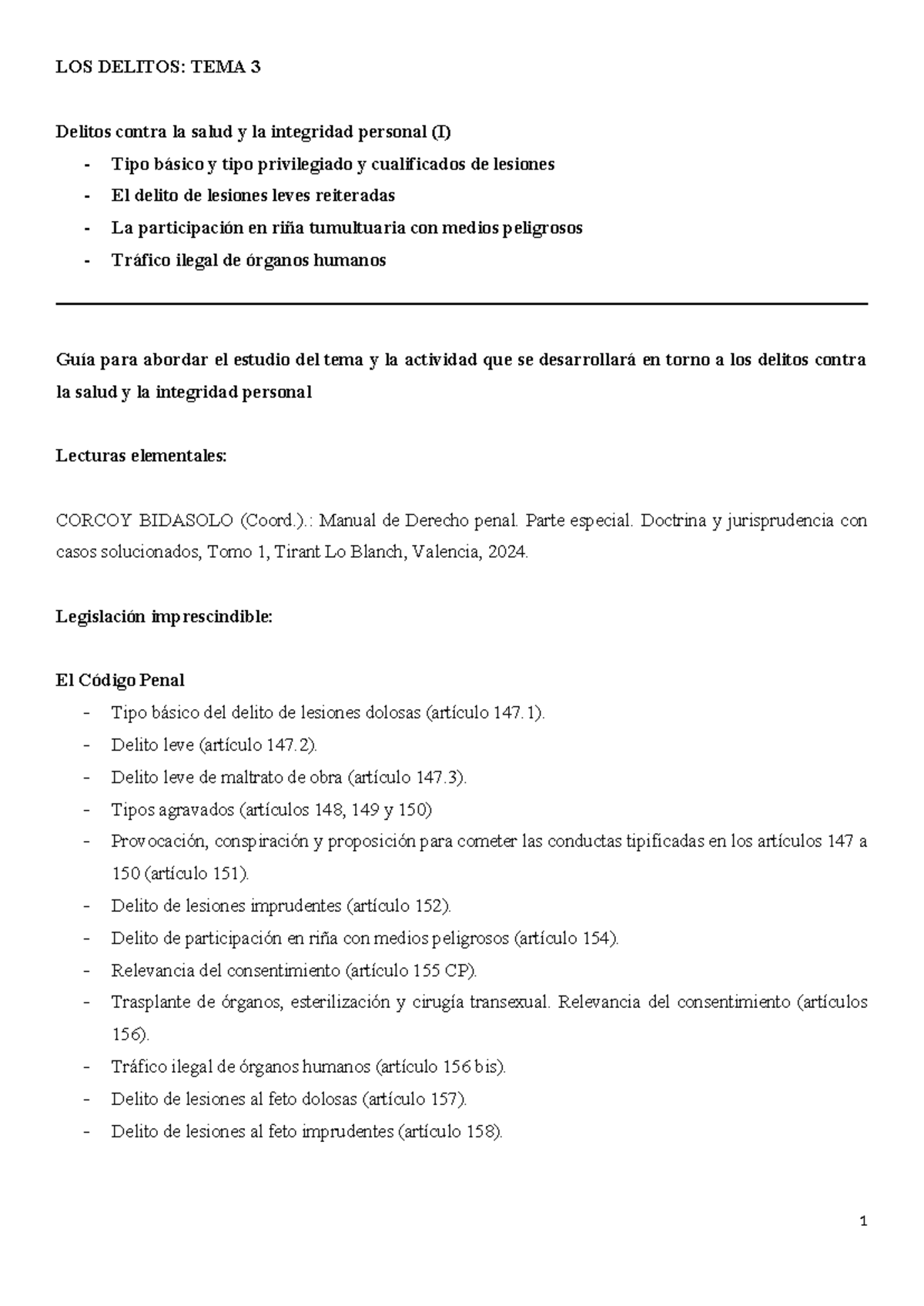 LOS DELITOS: TEMA 3 - Delitos contra la Salud y la Integridad Personal ...