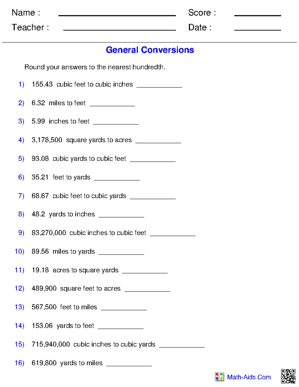 Metric to English Units Conversions: Practice Problems - Studocu