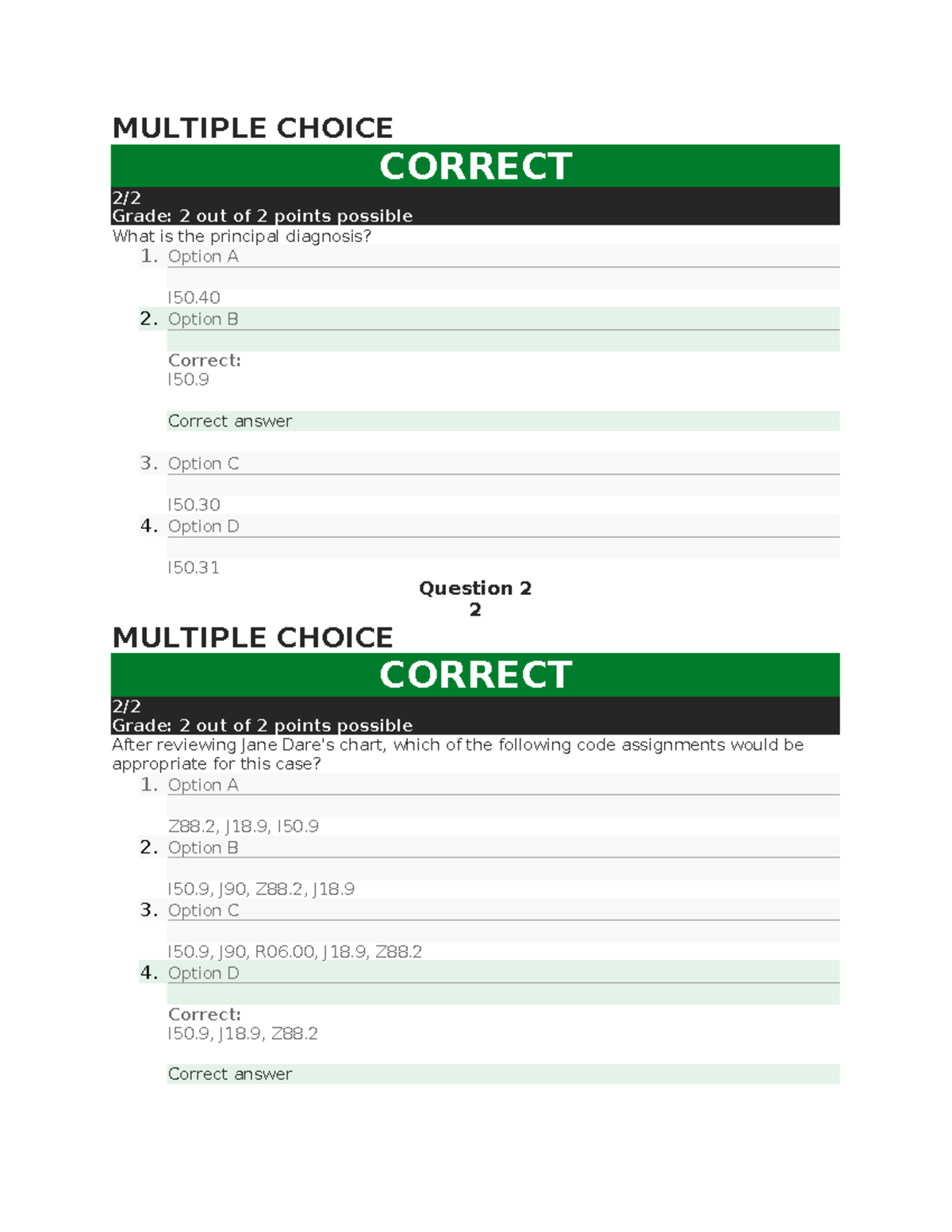 Module 2 Quiz: Diagnosis Coding for Jane Dare - Studocu