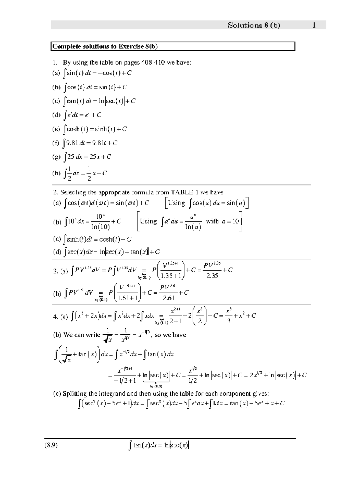 Solns 8b - Mrs smith - Solutions 8 ( ) 1 By using the table on pages ...