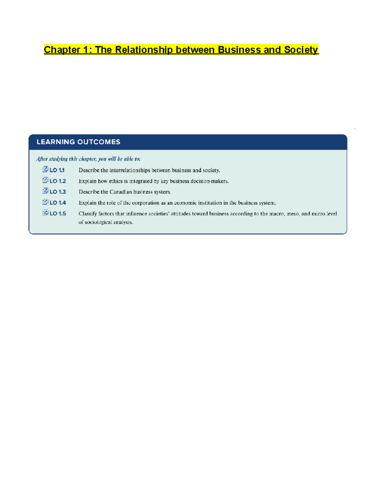 Comm 216: Chapter 1 - Business and Society Relationship Insights - Studocu