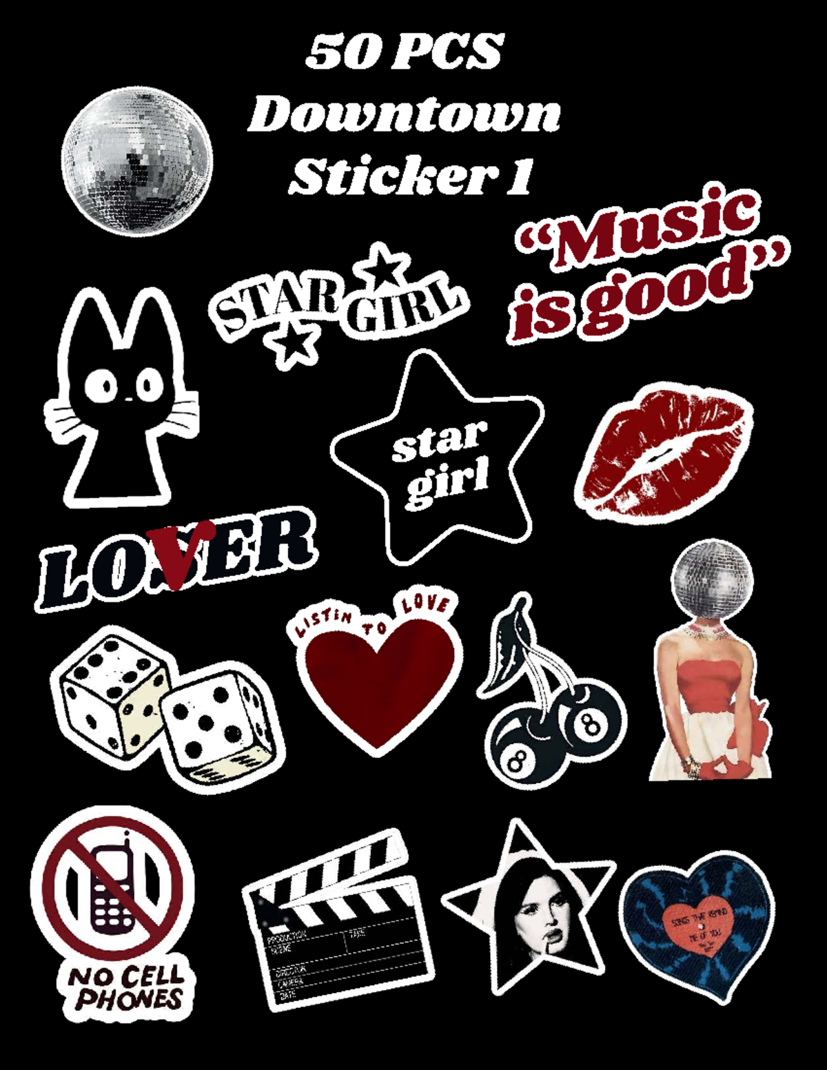 50 PCS Downtown Stickers Collection Overview - Studeersnel