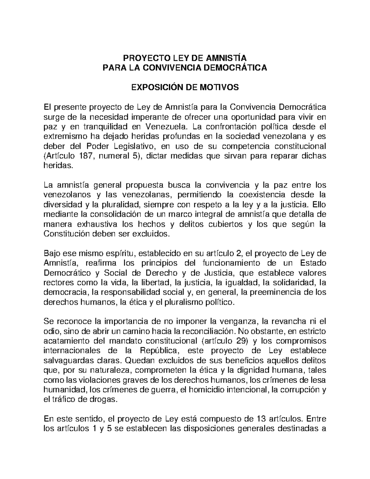 Proyecto de Ley de Amnistía para la Convivencia Democrática 20260207 ...