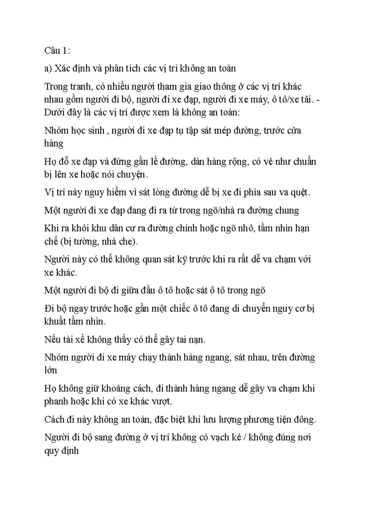 Phân Tích Vị Trí Không An Toàn Trong Giao Thông - Bt - iujj - Studocu
