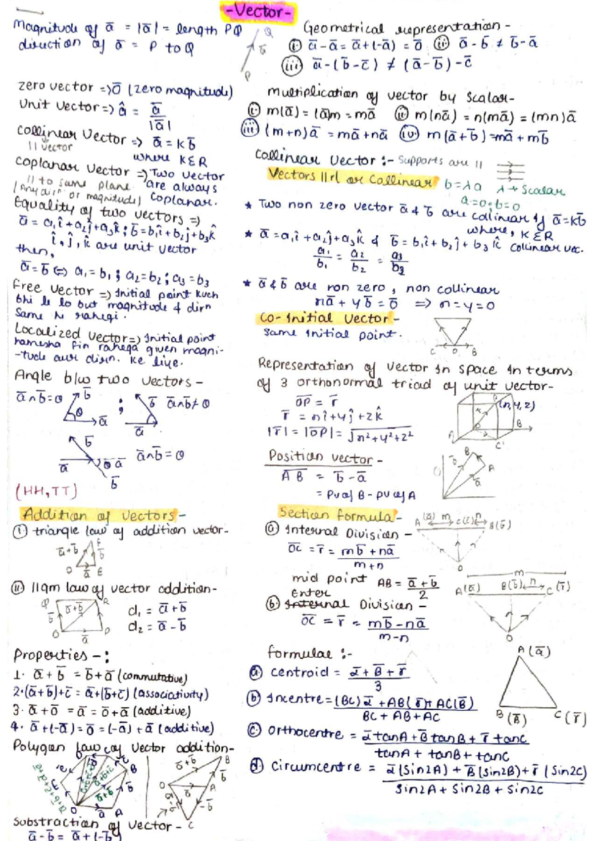 Vector Short Notes - Geometrical Representation and Properties - Studocu