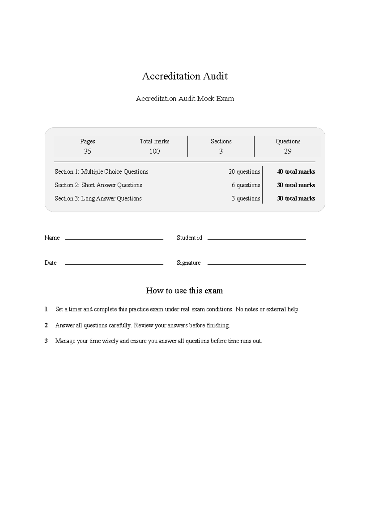 Accreditation Audit mock exam 2026 feb - Accreditation Audit ...