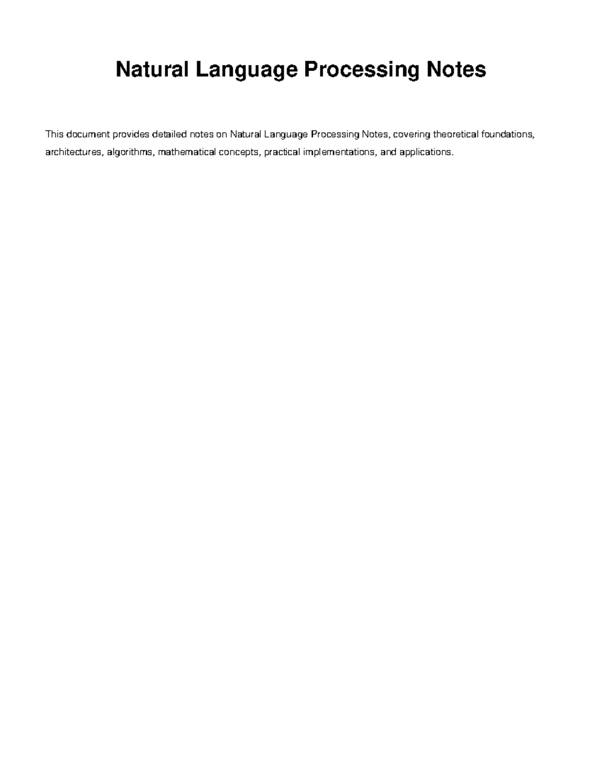 NLP 101: Comprehensive Notes on Natural Language Processing - Studocu
