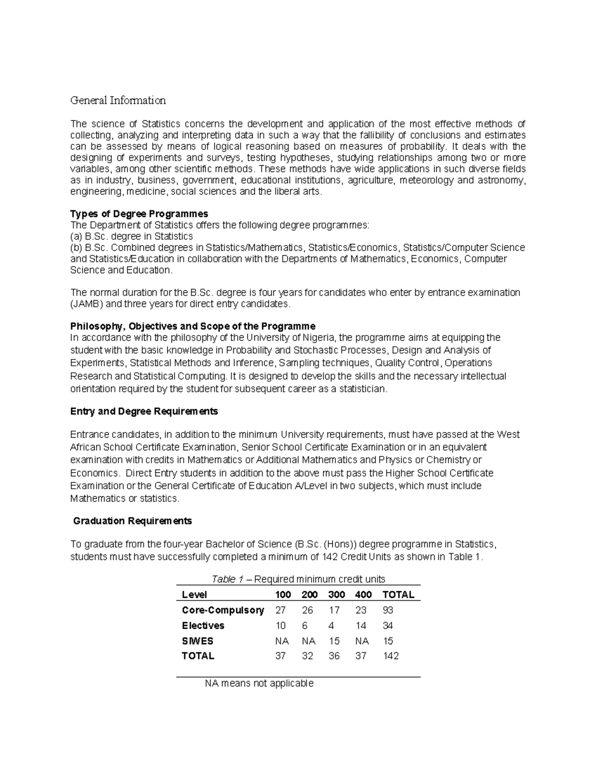 B.Sc. Statistics Curriculum Overview for Undergraduate Students - Studocu