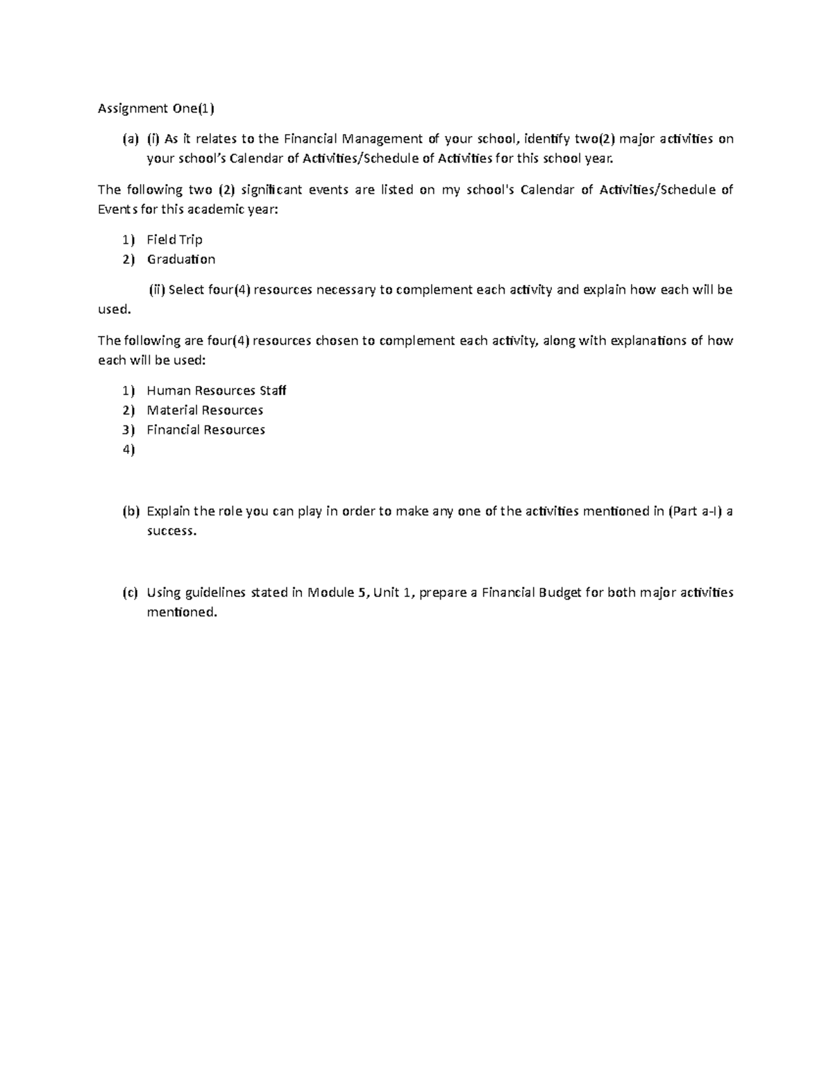 Financial Management Activities & Budgeting: Assignment 1 & 2 - Studocu