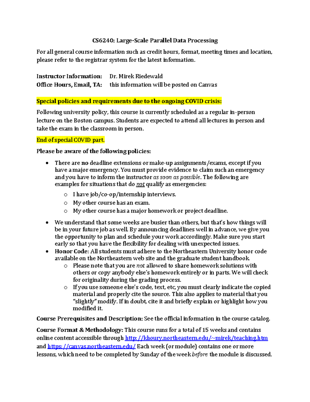 CS6240 Final Exam Syllabus for Large-Scale Parallel Data Processing ...