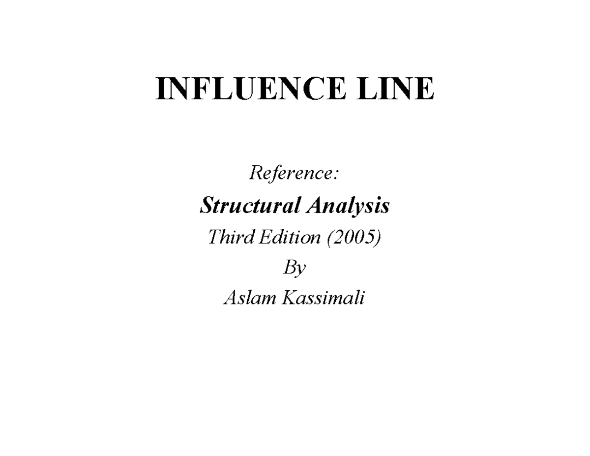 Influence Lines in Structural Analysis (ENG 301) - Studocu