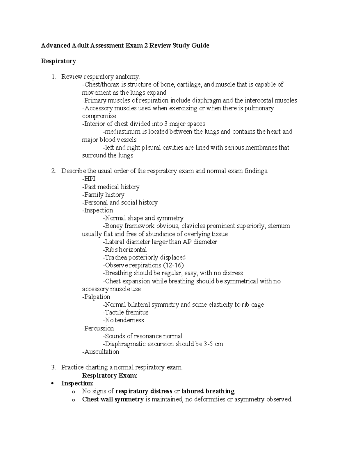 Advanced Adult Assessment Exam 2: Comprehensive Study Guide Review ...