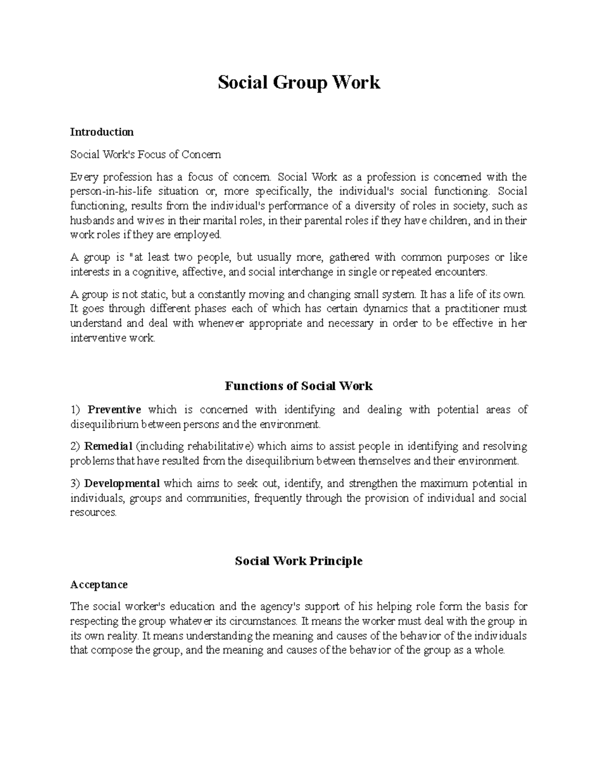 SGW- Final Exam Reviewer - Social Group Work Principles and Dynamics ...