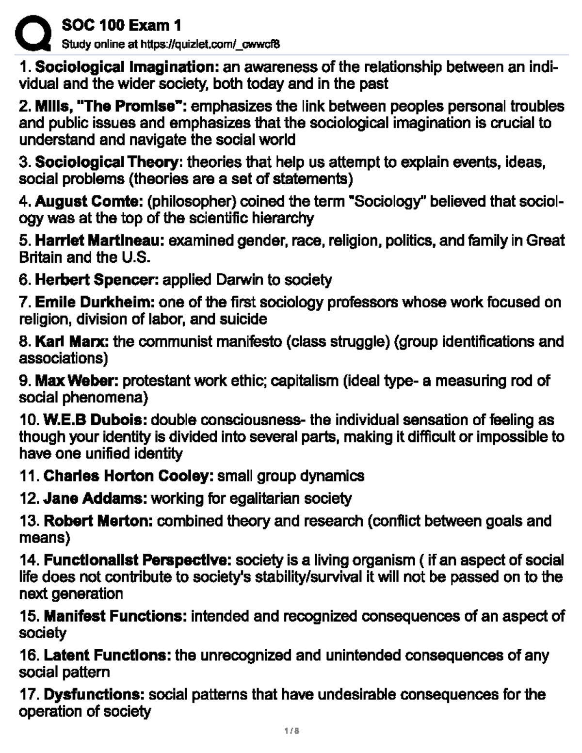 SOC 100 First Exam Study Guide Glossary - SOC 100 - Studocu