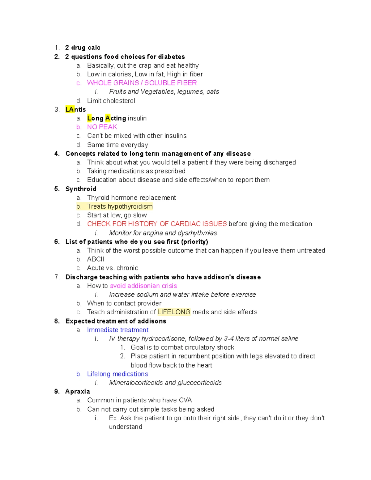 NURS 321 Final Exam Blueprint: Key Concepts & Nursing Interventions ...