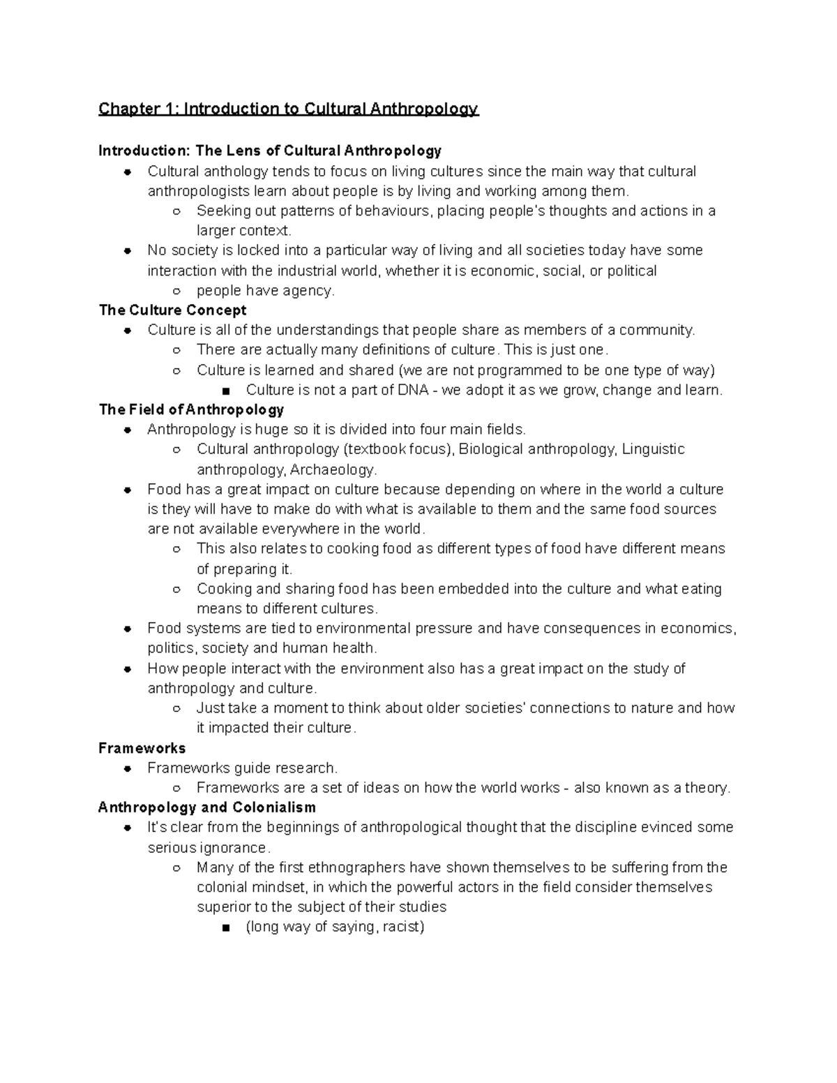Active Reading Notes - Anthropology (ANTH 101, Chapter 1) - Studocu