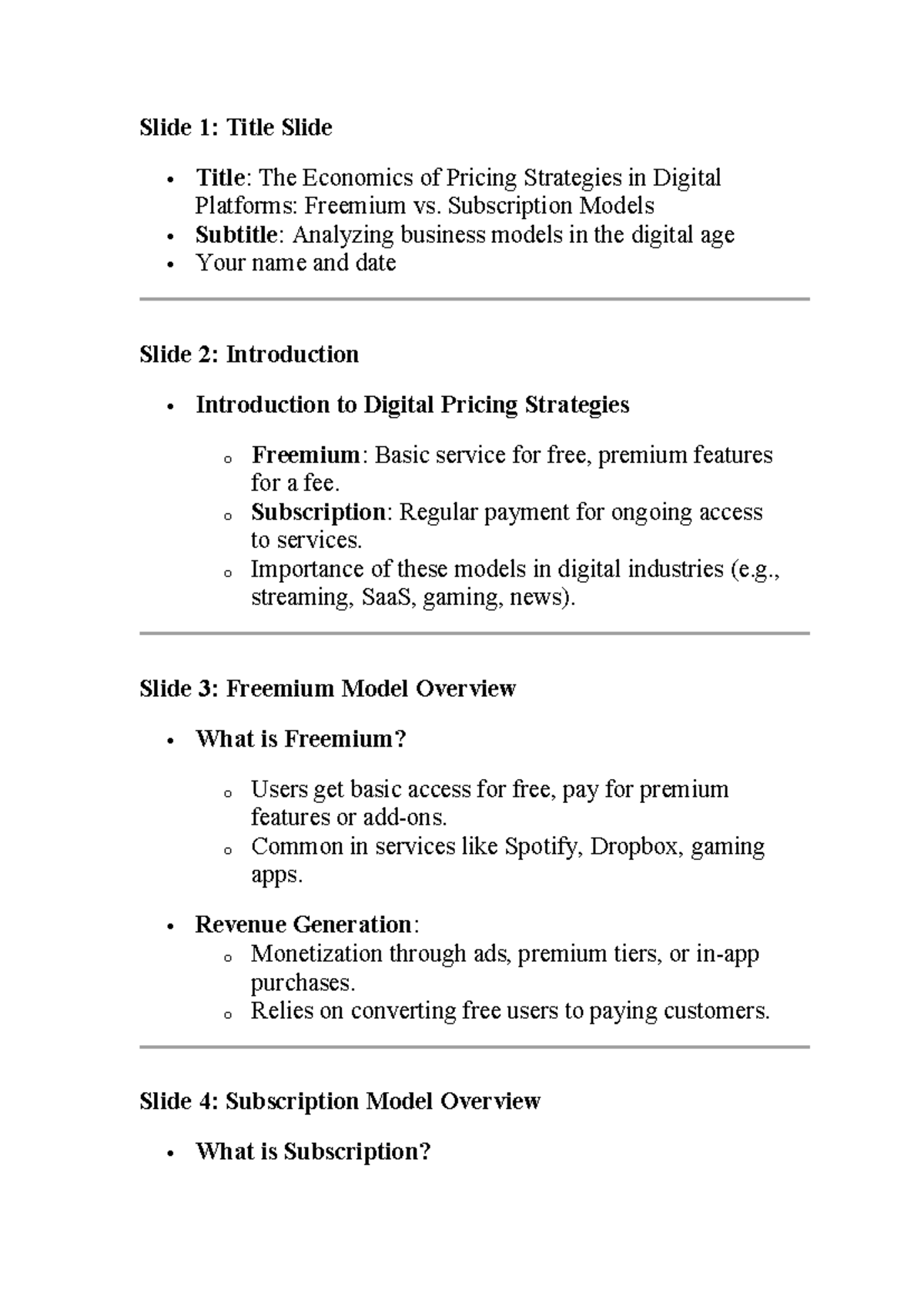 Homework - 10 Points: Freemium vs. Subscription Pricing Models - Studocu