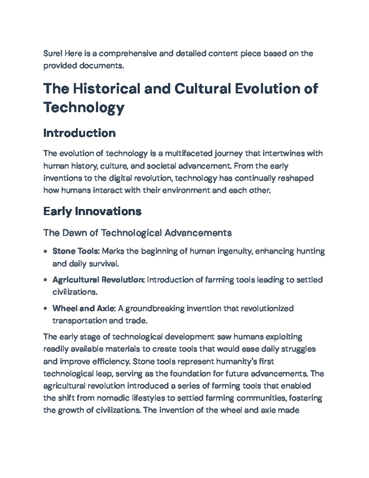 The Historical and Cultural Evolution of Technology: From Tools to AI ...