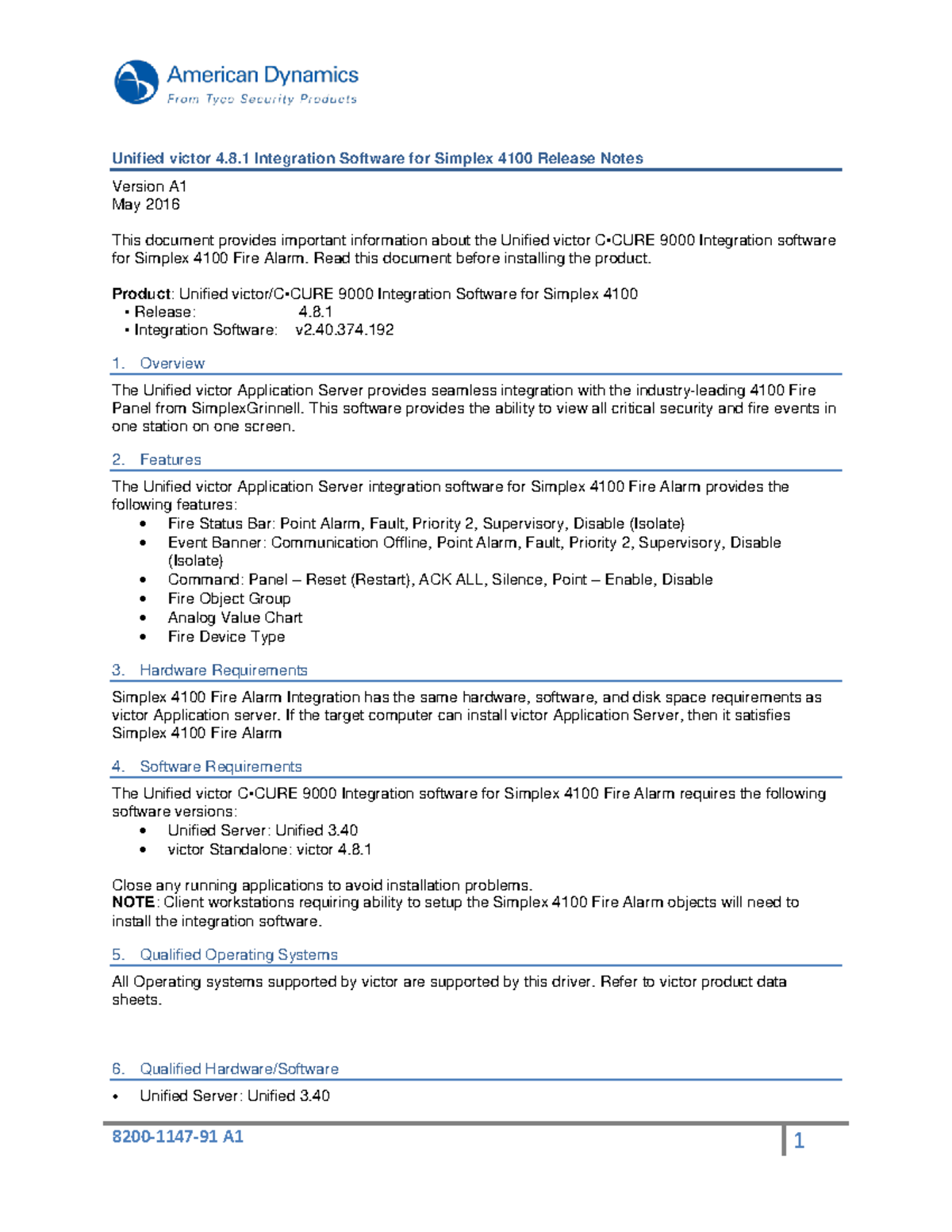 Unified Victor 4.8.1 Release Notes for Simplex 4100 Integration - Studocu