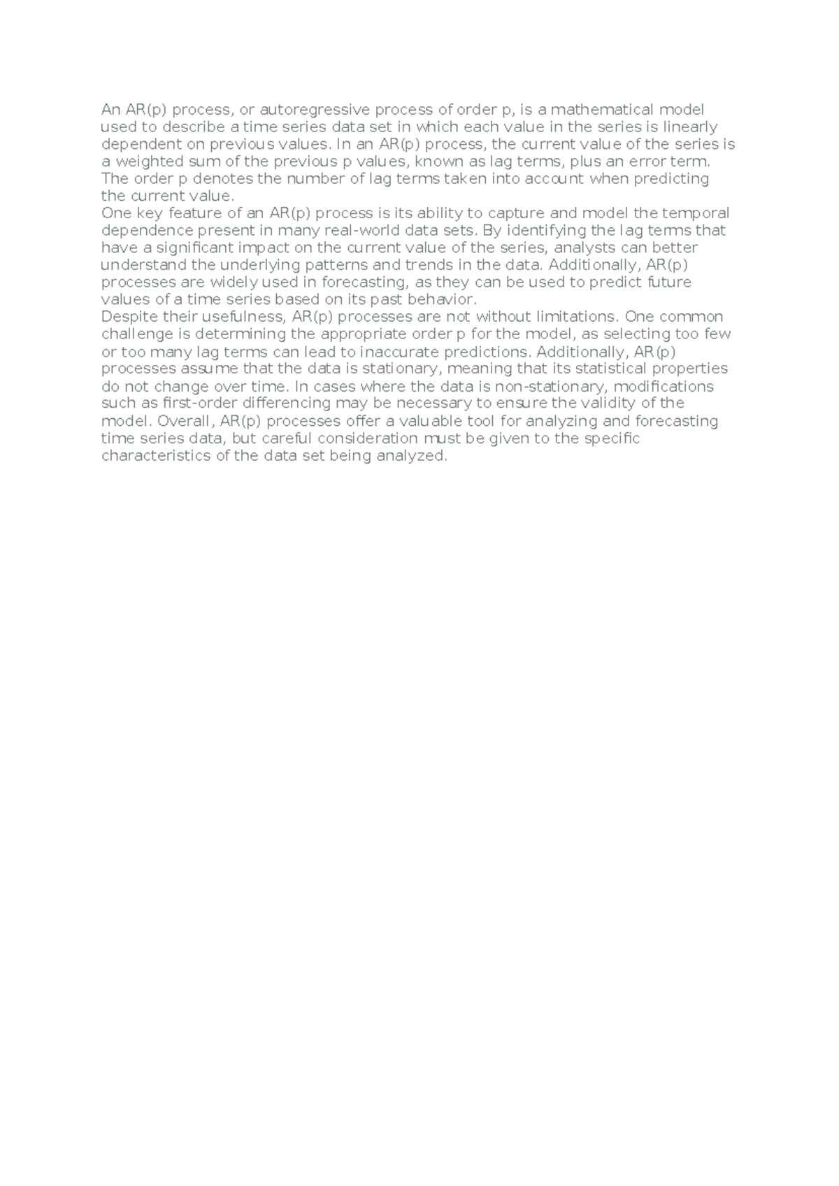 AR(p) Processes: An Overview of Autoregressive Models in Time Series ...
