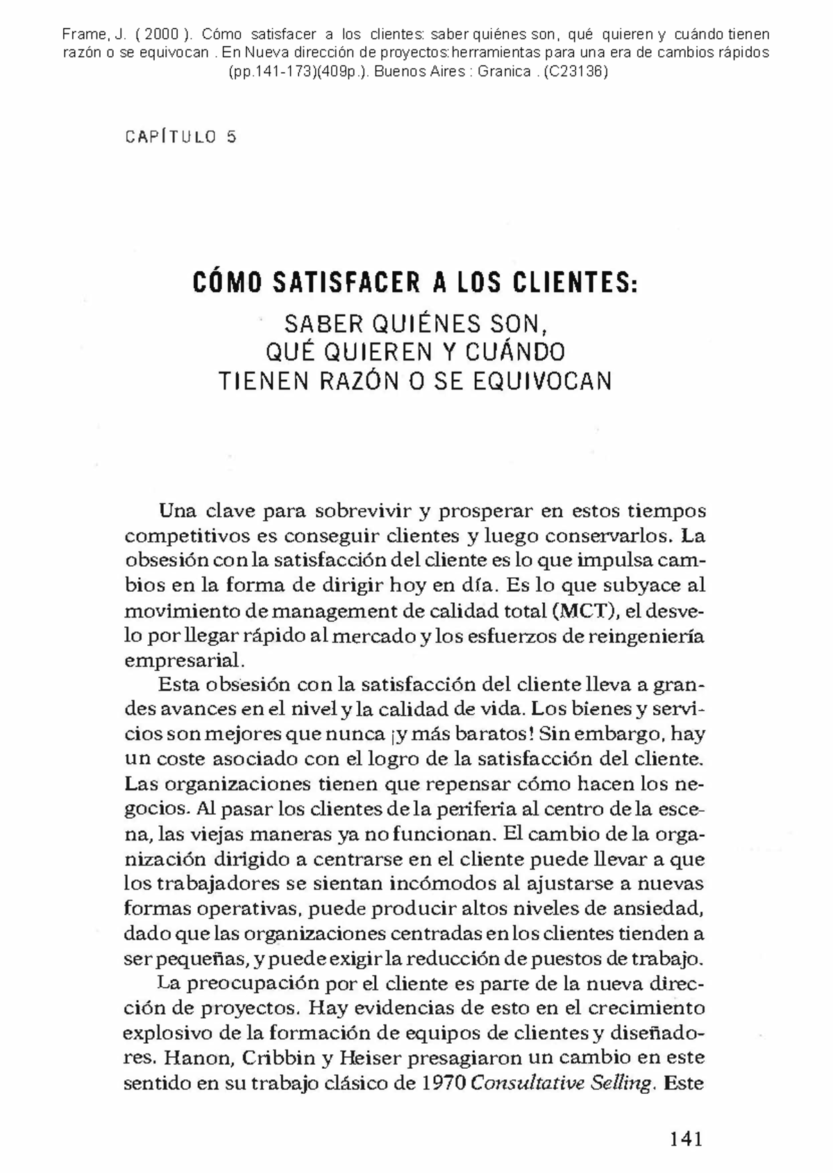 C23136 - Sesión 5: Cómo Satisfacer al Cliente en Proyectos - Studocu