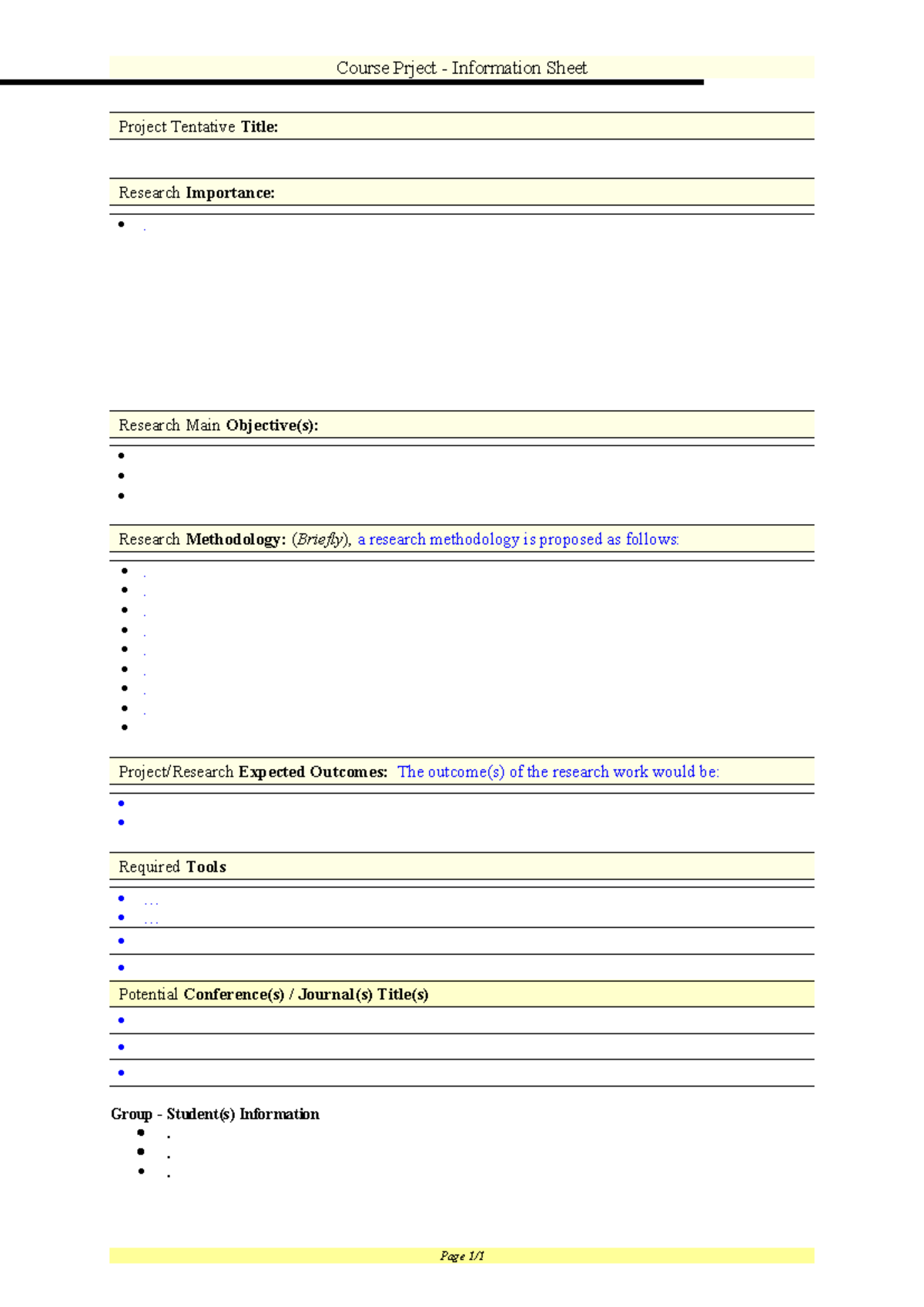 Project-Info-Sheet-Template-V1 - Course Prject - Information Sheet ...