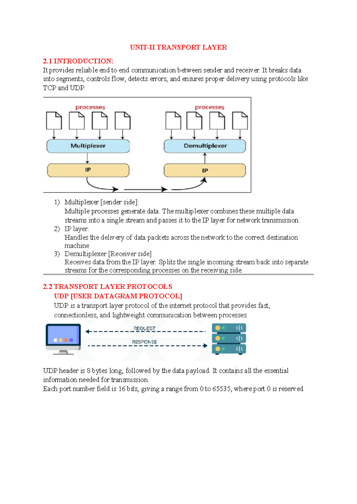CS3591-CN Notes: Transport Layer Overview and Protocols - Studocu