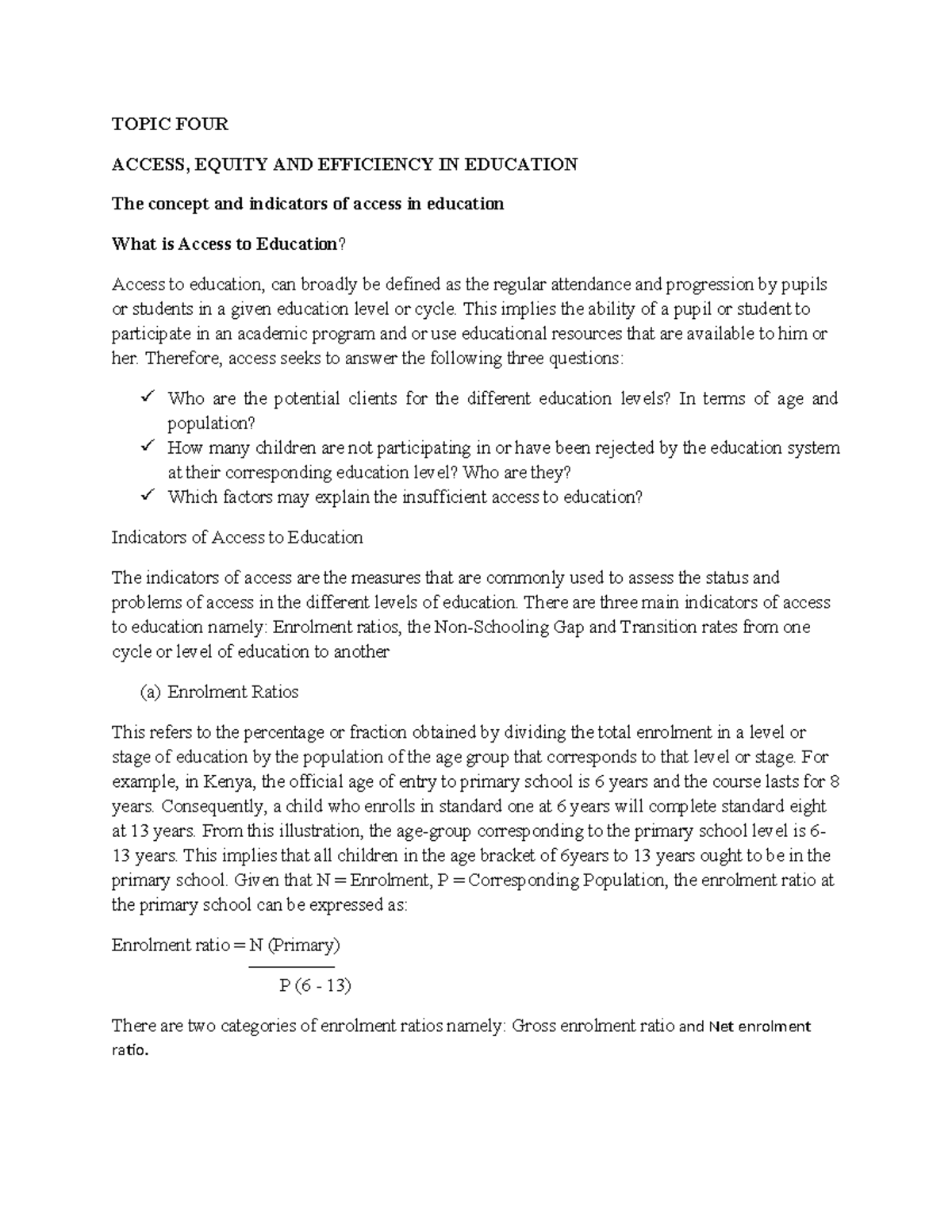 ED 433: Access, Equity, and Efficiency in Education - Key Concepts and ...