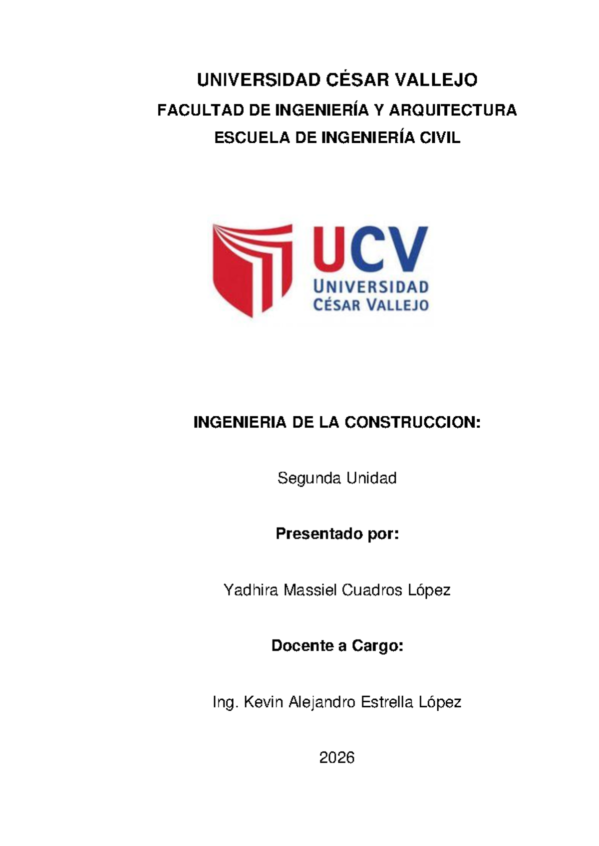 Memoria Descriptiva del Proyecto de Vivienda Unifamiliar - UCV 2026 ...
