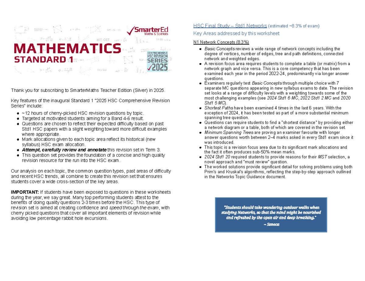 Networks Revision - HSC Questions for STD1 - Studocu