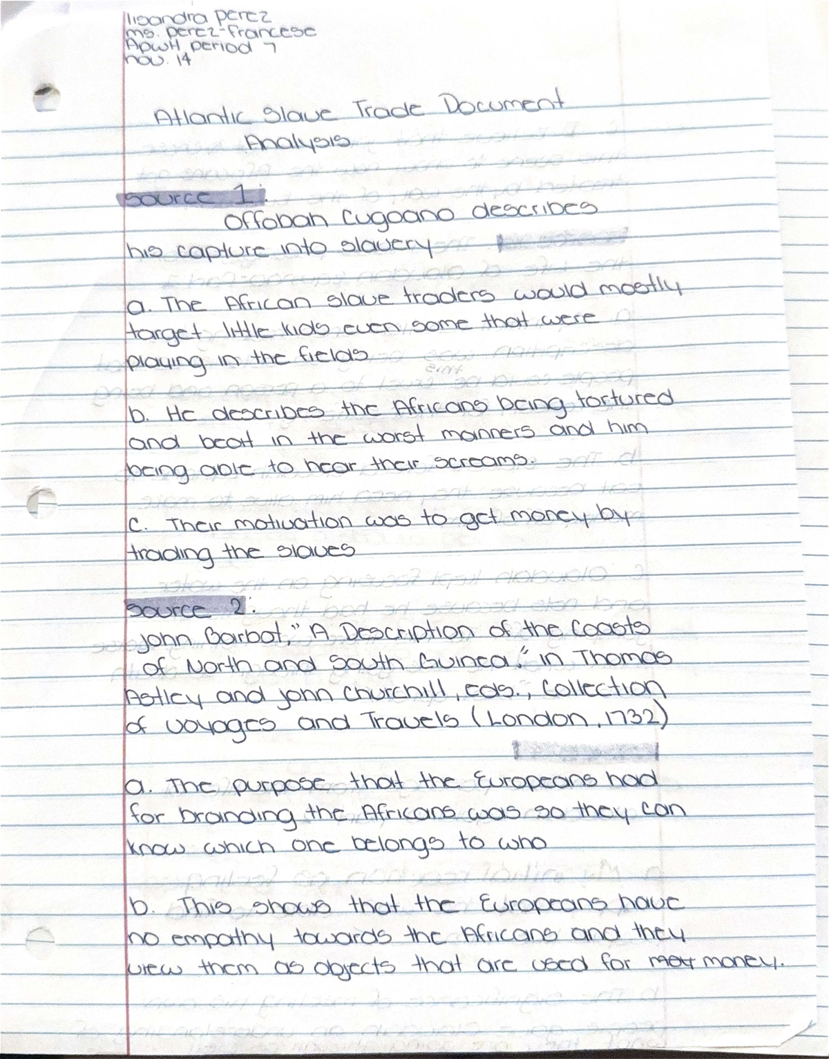 APWH 7: Analysis of the Atlantic Slave Trade Documents - Studocu