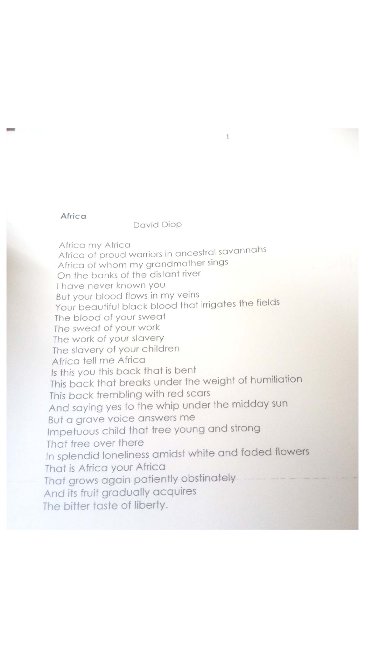African Heritage and Resilience: A Poetic Reflection - Studocu