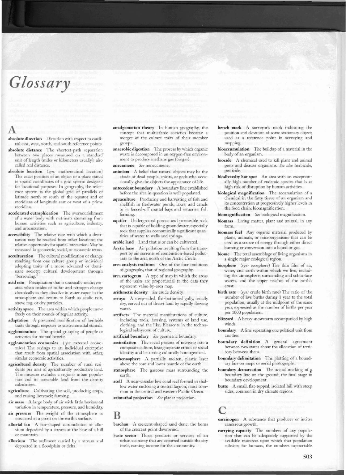 Geography Glossary: Key Terms and Definitions for GEOG 101 - Studocu